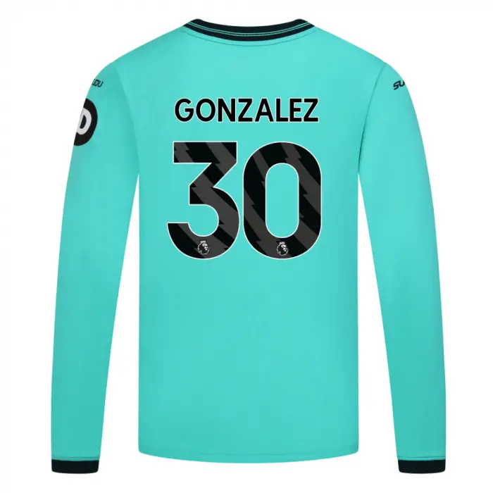 Wolverhampton Wanderers Shirt Store | 2025-26 Wolves Away Shirt – Junior – LS GONZALEZ 30 Collection Wolverhampton Wanderers Official Gear